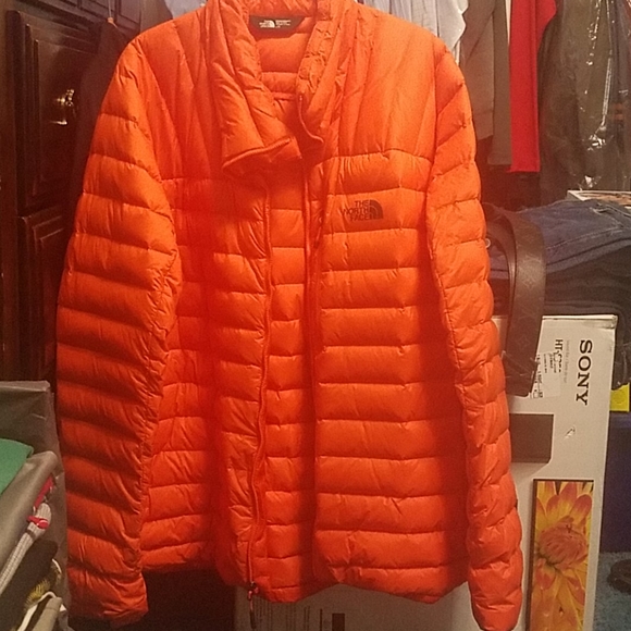 orange puffer jacket north face